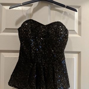 Sequin strapless peplum top